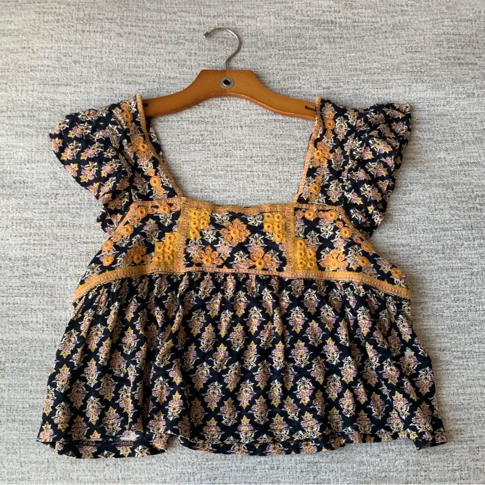 Free People Day Trippin Top in Black Combo size XS